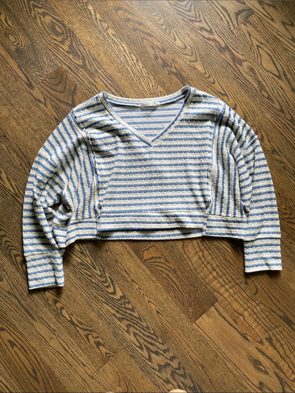 Altar'd State Blue Striped Crop Long Sleeve
